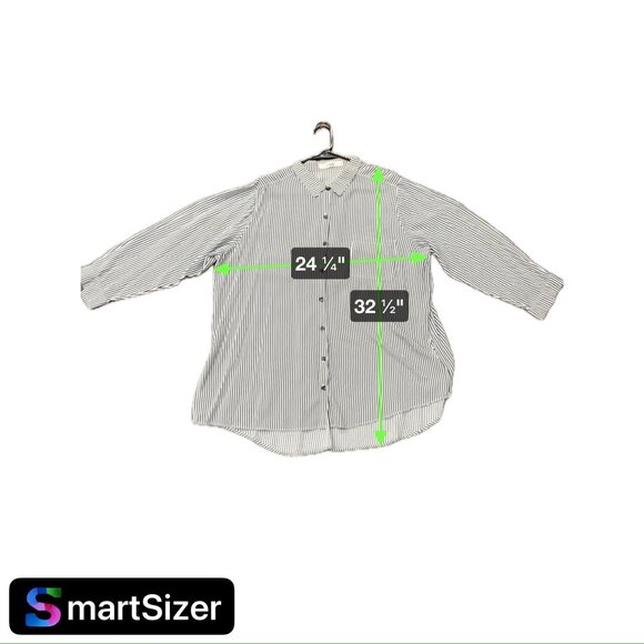 Solitaire Womens Stripe Button-Down Oversized Shirt Sz 1X - Picture 7 of 9